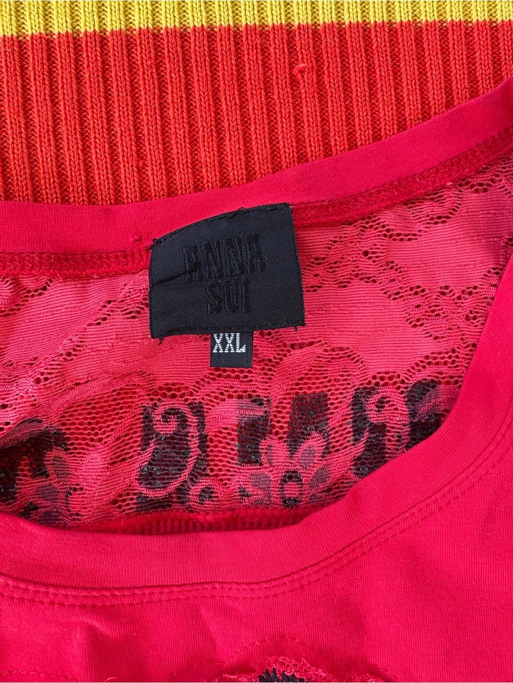 Vintage Anna Sui Red Long-Sleeve Graphic Tee - Picture 3 of 5
